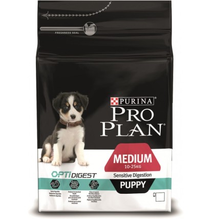 Pro Plan OptiDigest Medium Puppy сухой корм для щенков средних пород с чувствительным пищеварением с ягненком и рисом 3 кг. 